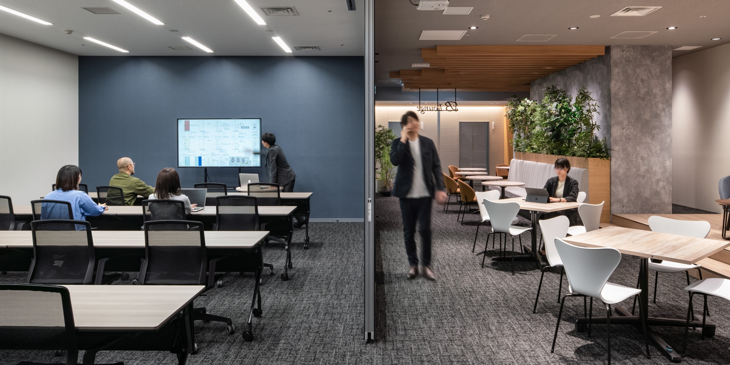 オフィスデザイン実績～シックなデザインと入居者専用の特別感を演出した利便性の高いラウンジ空間